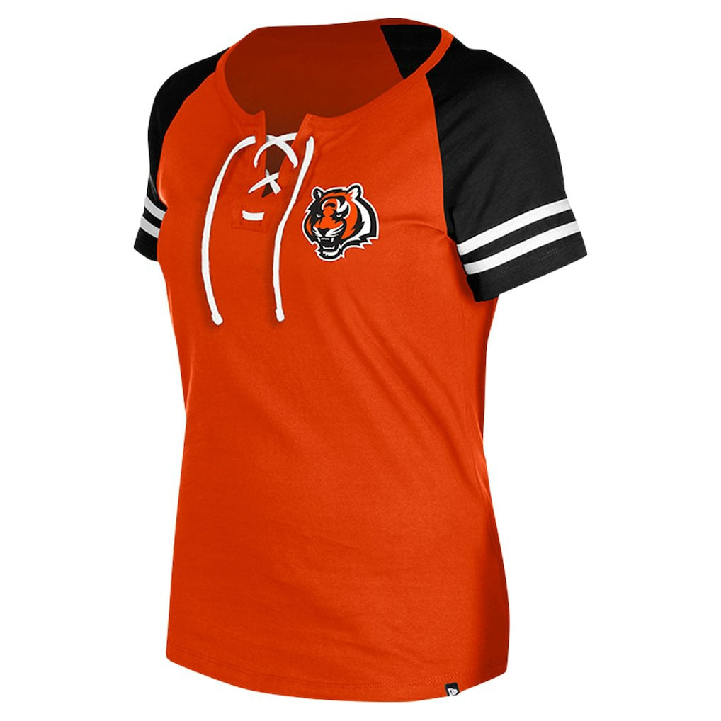 Cincinnati Bengals New Era Women's Lace-Up Raglan T-Shirt Orange