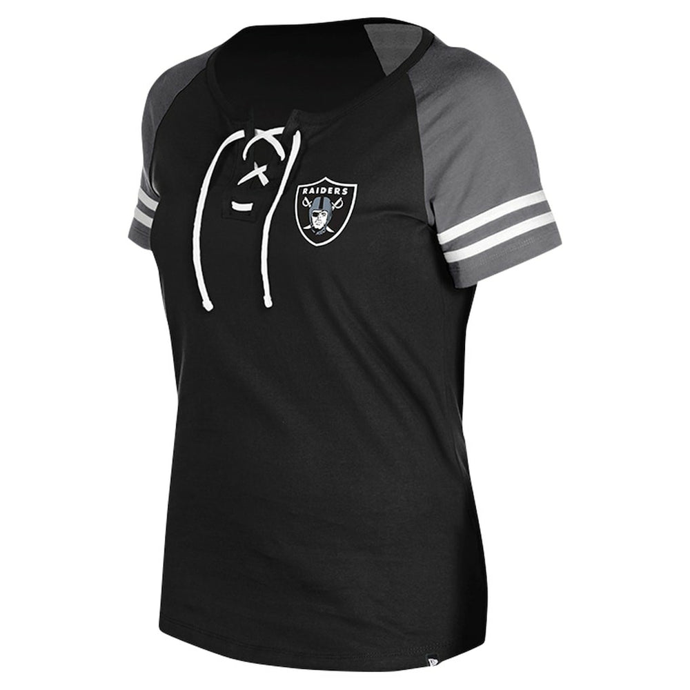 Las Vegas Raiders New Era Women's Lace-Up Raglan T-Shirt Black