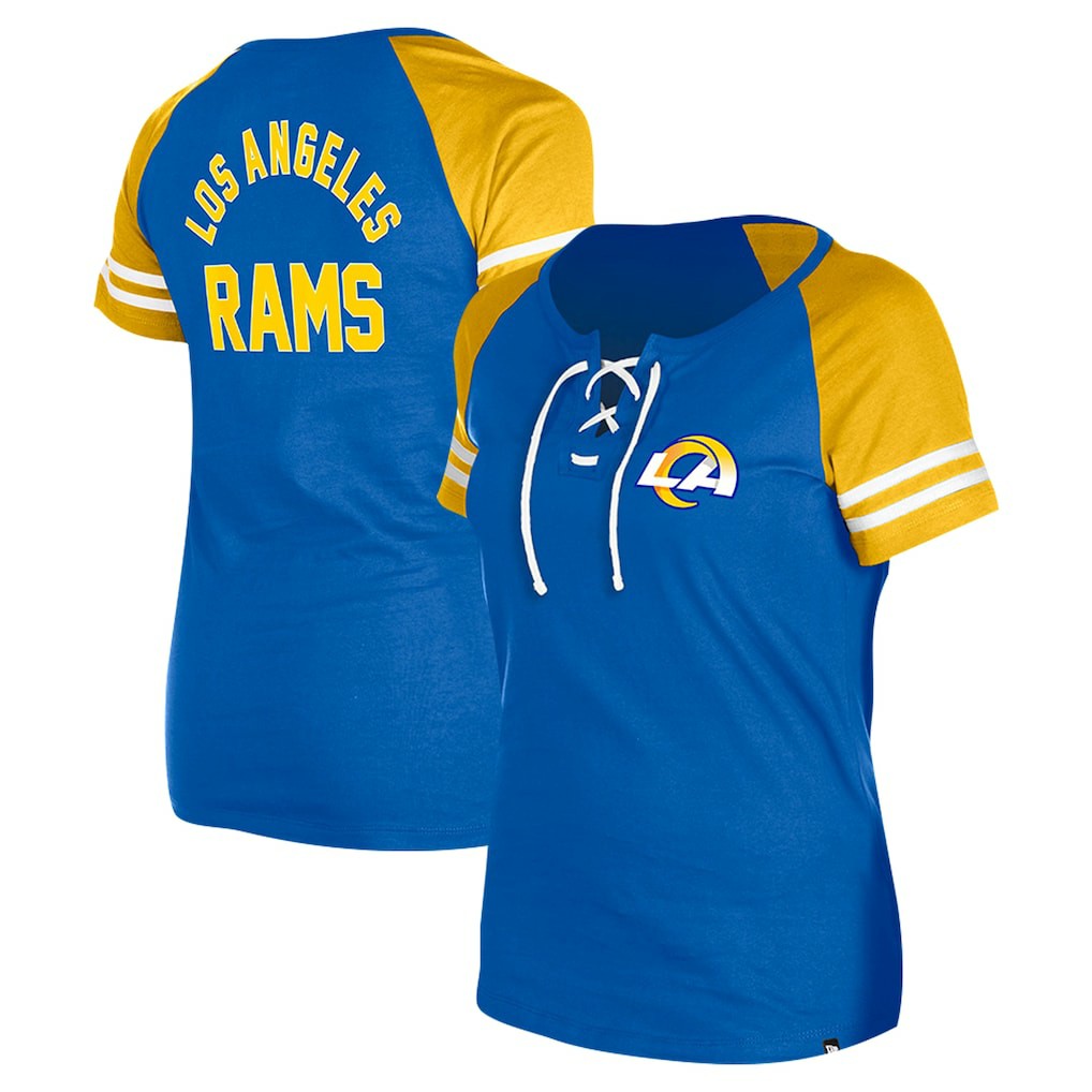 Los Angeles Rams New Era Women's Lace-Up Raglan T-Shirt Royal