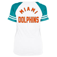 Miami Dolphins New Era Women's Throwback Lace-Up Raglan T-Shirt Gray