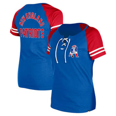 New England Patriots New Era Women's Throwback Lace-Up Raglan T-Shirt Royal