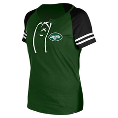 New York Jets New Era Women's Lace-Up Raglan T-Shirt Green
