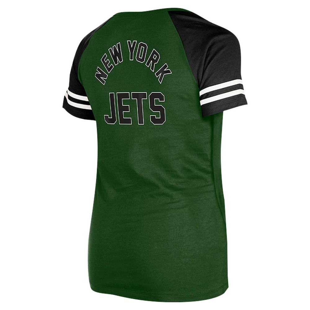 New York Jets New Era Women's Lace-Up Raglan T-Shirt Green