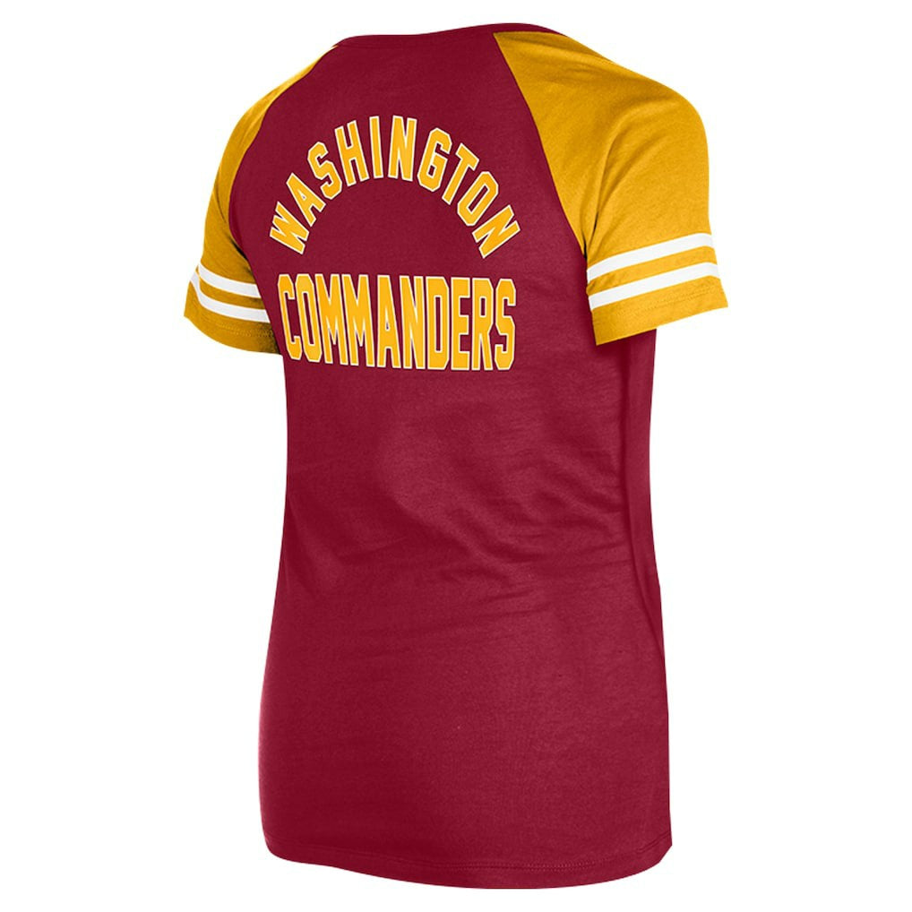 Washington Commanders New Era Women's Lace-Up Raglan T-Shirt Burgundy