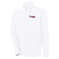 Atlanta Braves Antigua Hunk Quarter-Zip Pullover Top - White - MLB Discount