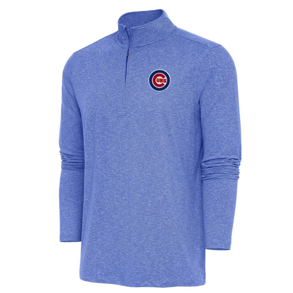 Chicago Cubs Antigua Hunk Quarter-Zip Pullover Top - Heather Royal - MLB Lifestyle