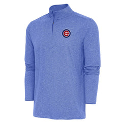 Chicago Cubs Antigua Hunk Quarter-Zip Pullover Top - Heather Royal - MLB Lifestyle