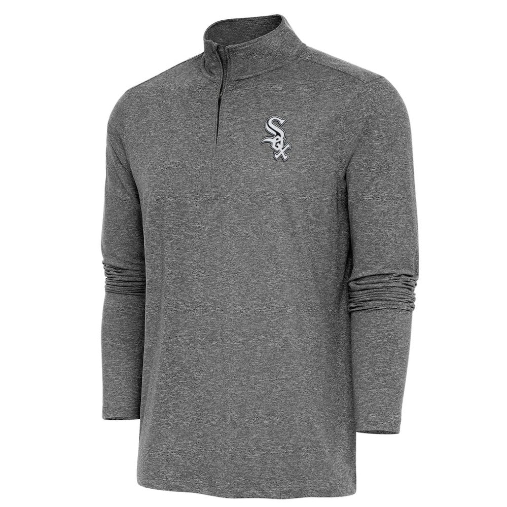 Chicago White Sox Antigua Hunk Quarter-Zip Pullover Top - Heather Black - MLB Lifestyle