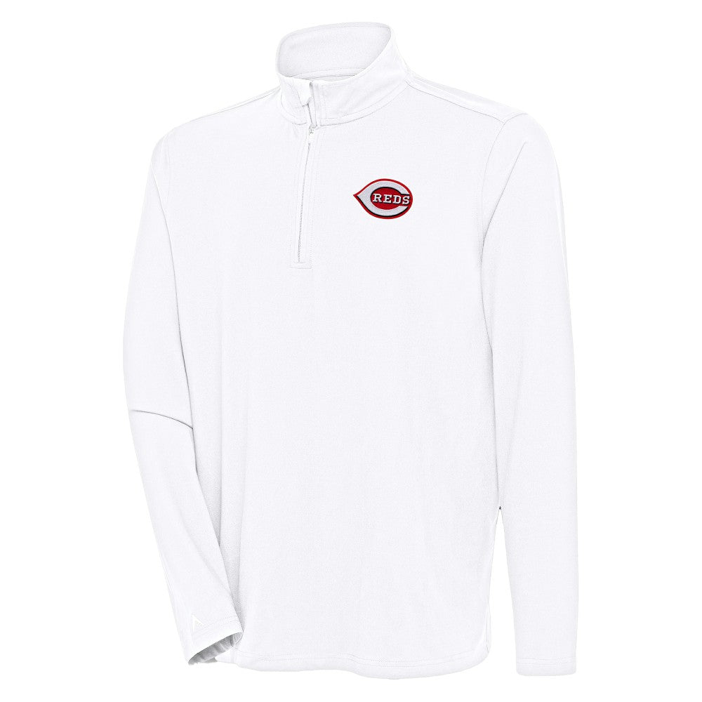 Cincinnati Reds Antigua Hunk Quarter-Zip Pullover Top - White - MLB on Sale