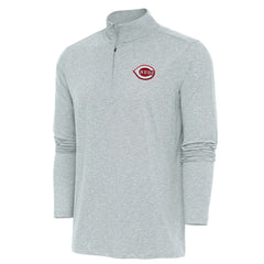 Cincinnati Reds Antigua Hunk Quarter-Zip Pullover Top - Heather Gray - MLB on Sale