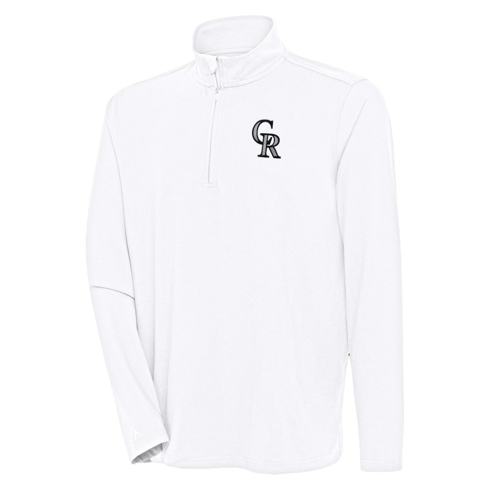 Colorado Rockies Antigua Hunk Quarter-Zip Pullover Top - White - MLB Lifestyle