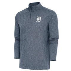 Detroit Tigers Antigua Hunk Quarter-Zip Pullover Top - Heather Navy - MLB Lifestyle