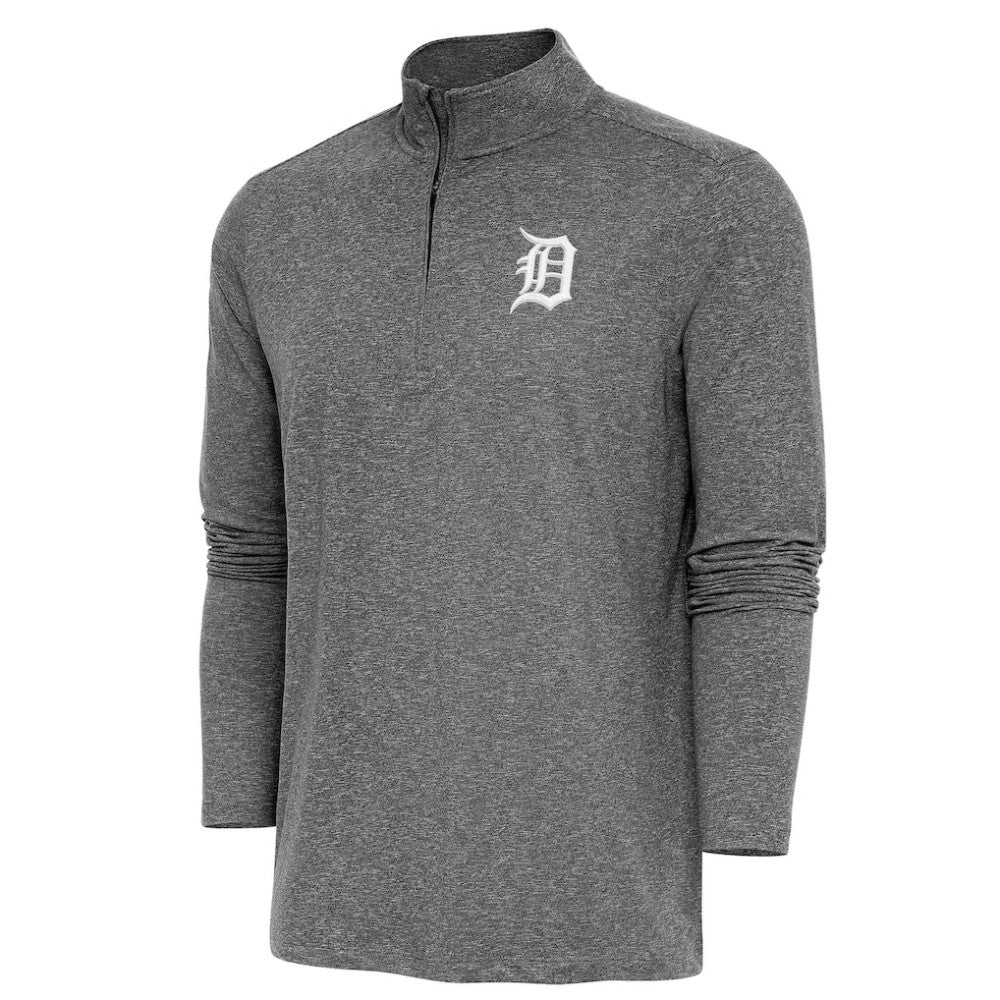 Detroit Tigers Antigua Hunk Quarter-Zip Pullover Top - Heather Black - MLB on Sale