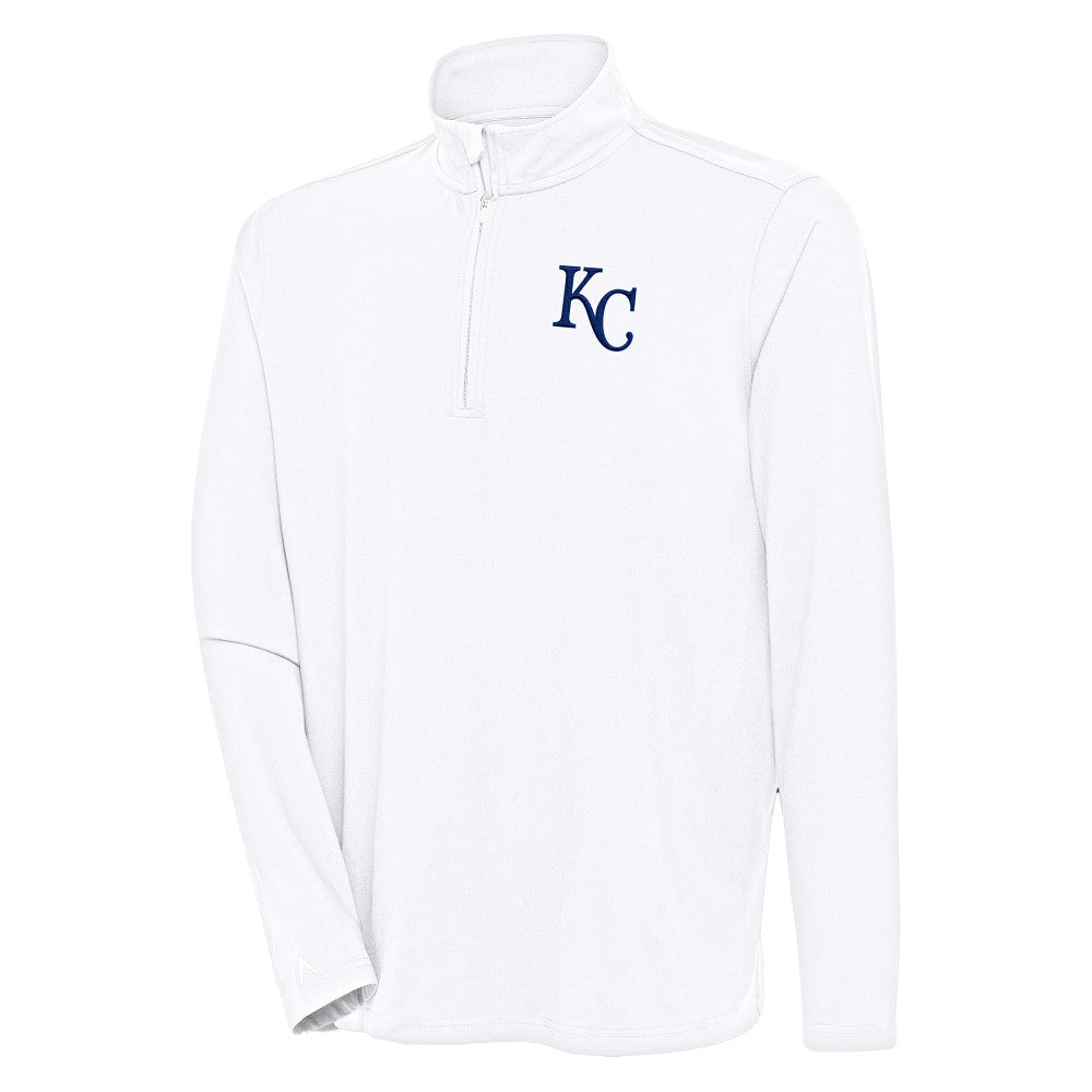 Kansas City Royals Antigua Hunk Quarter-Zip Pullover Top - White - MLB Online