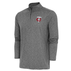Minnesota Twins Antigua Hunk Quarter-Zip Pullover Top - Heather Black - MLB Lifestyle