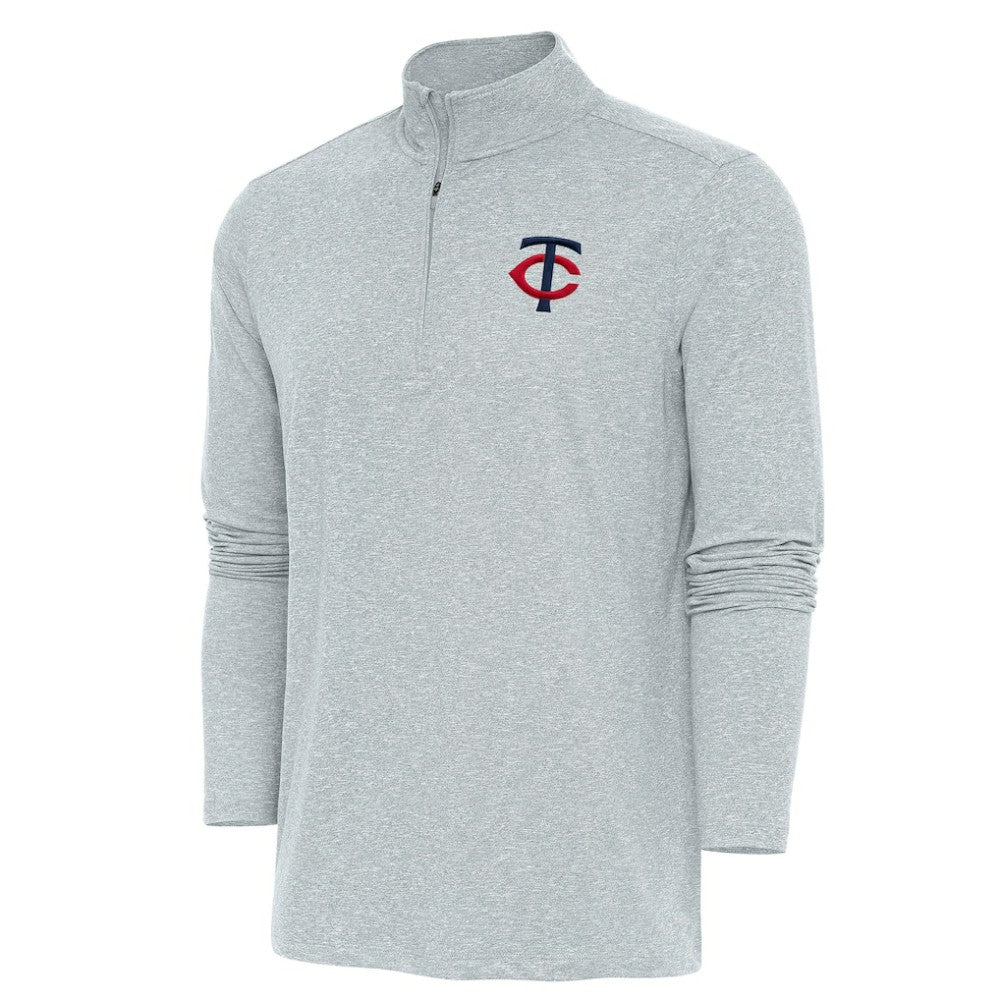 Minnesota Twins Antigua Hunk Quarter-Zip Pullover Top - Heather Gray - MLB on Sale