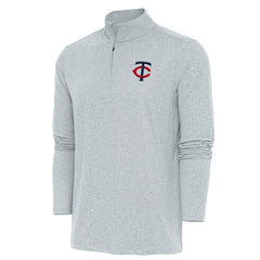 Minnesota Twins Antigua Hunk Quarter-Zip Pullover Top - Heather Gray - MLB on Sale