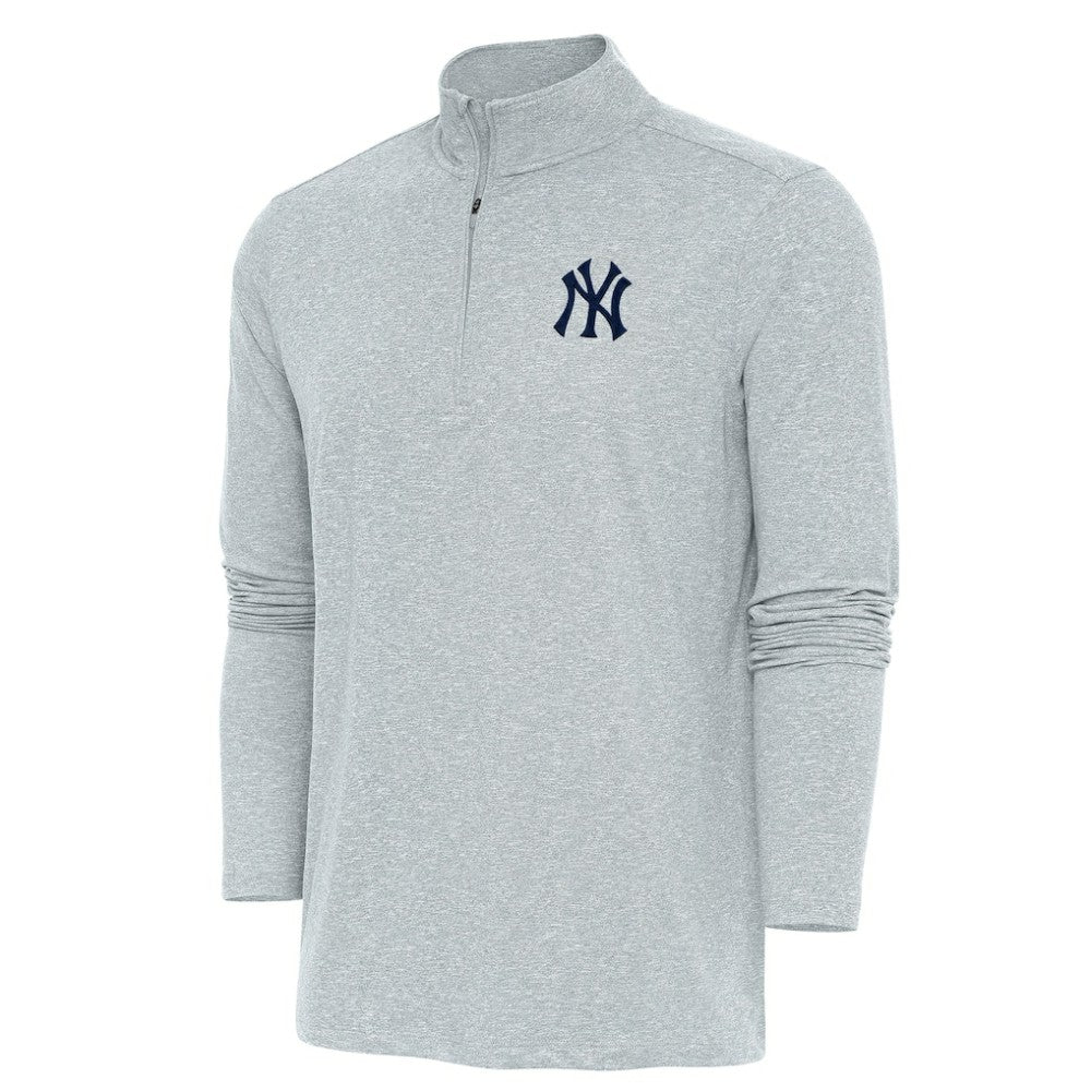 New York Yankees Antigua Hunk Quarter-Zip Pullover Top - Heather Gray - MLB Sale