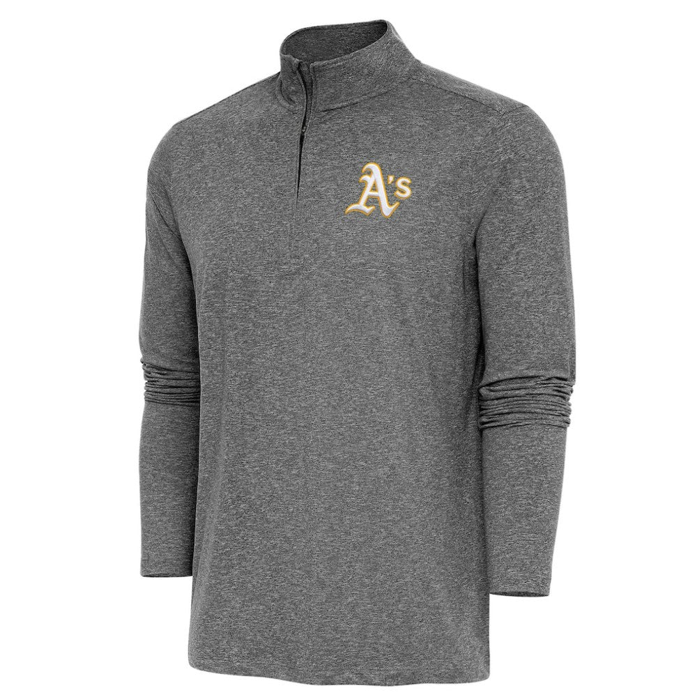 Athletics Antigua Hunk Quarter-Zip Pullover Top - Heather Black - MLB on Sale