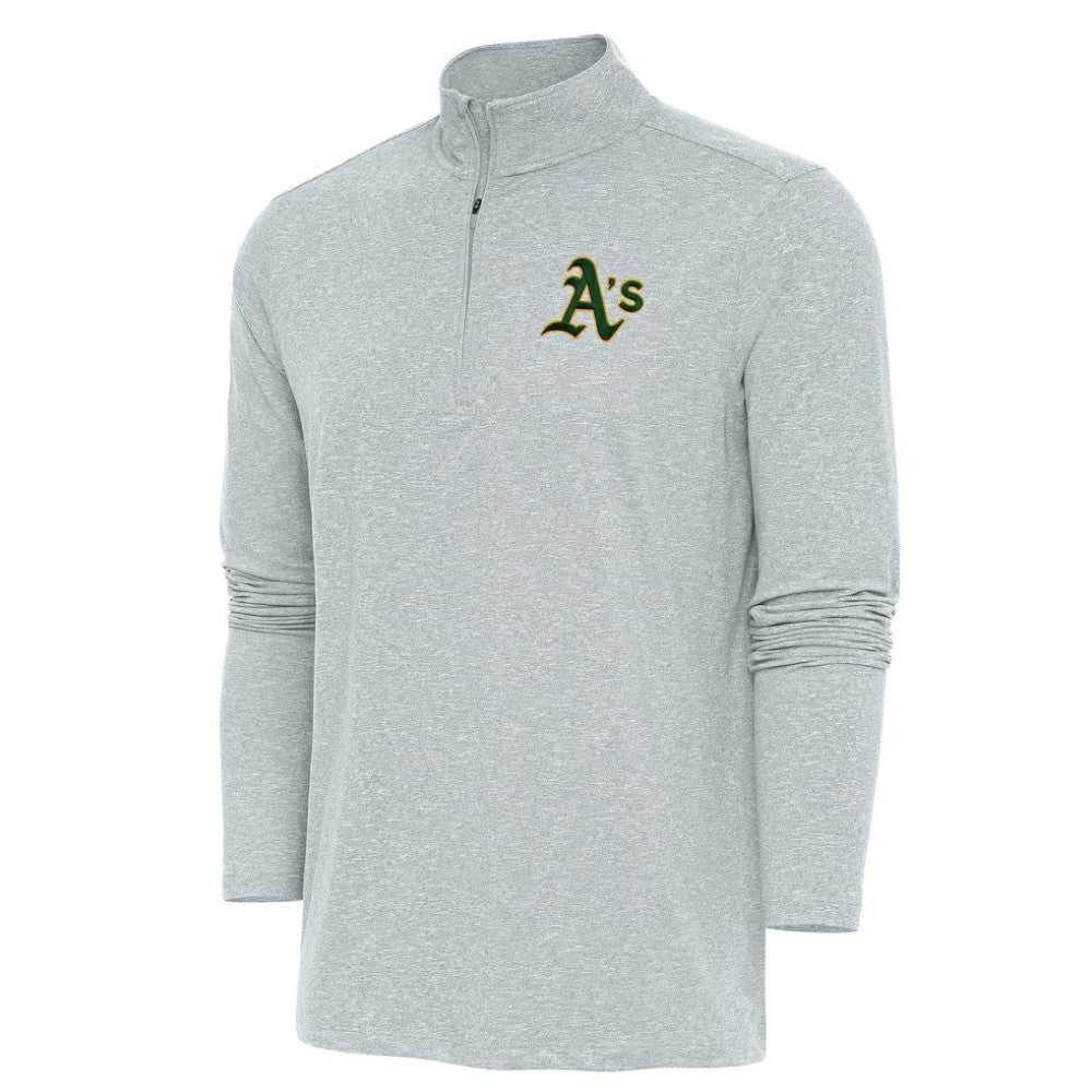 Athletics Antigua Hunk Quarter-Zip Pullover Top - Heather Gray - MLB Discount