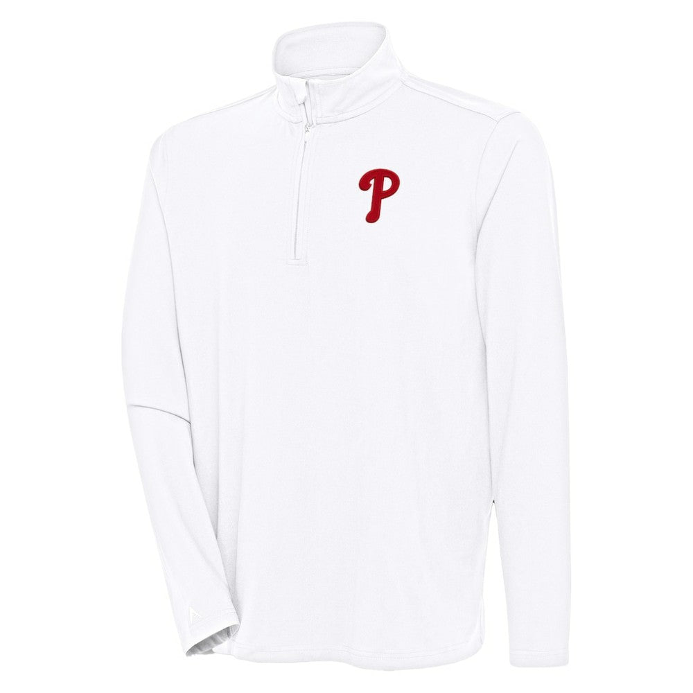 Philadelphia Phillies Antigua Hunk Quarter-Zip Pullover Top - White - MLB Sale