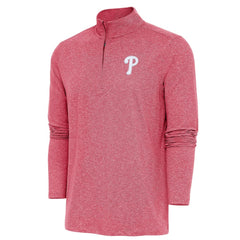 Philadelphia Phillies Antigua Hunk Quarter-Zip Pullover Top - Heather Red - MLB Discount