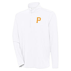 Pittsburgh Pirates Antigua Hunk Quarter-Zip Pullover Top - White - MLB Lifestyle