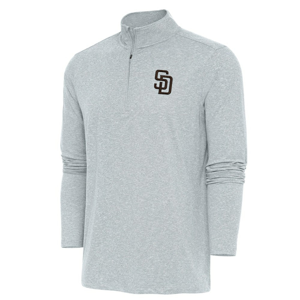 San Diego Padres Antigua Hunk Quarter-Zip Pullover Top - Heather Gray - MLB on Sale