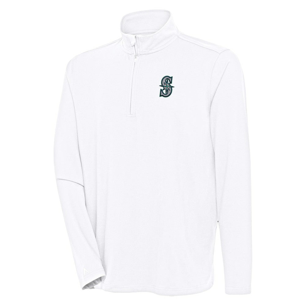 Seattle Mariners Antigua Hunk Quarter-Zip Pullover Top - White - MLB Lifestyle