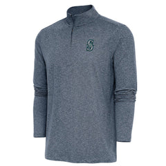 Seattle Mariners Antigua Hunk Quarter-Zip Pullover Top - Heather Navy - MLB Online