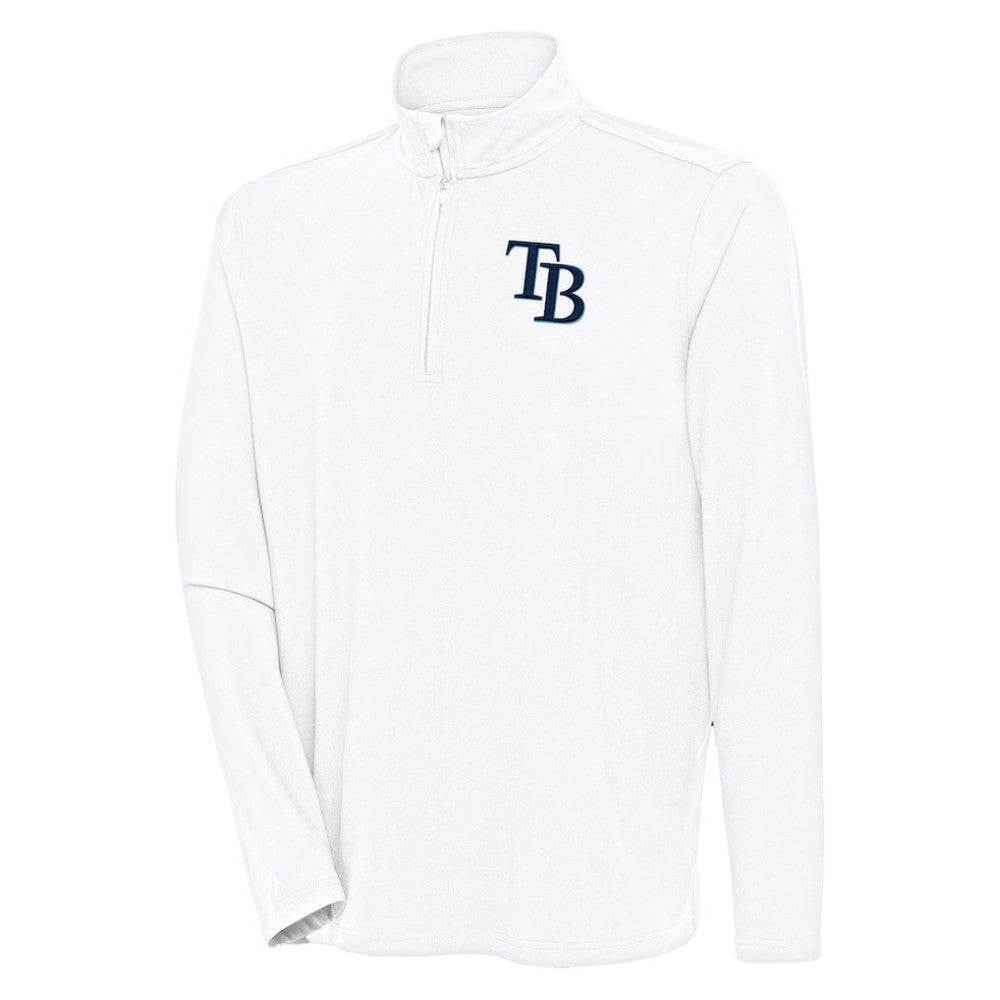 Tampa Bay Rays Antigua Hunk Quarter-Zip Pullover Top - White - MLB Lifestyle