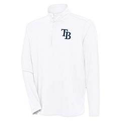 Tampa Bay Rays Antigua Hunk Quarter-Zip Pullover Top - White - MLB Lifestyle