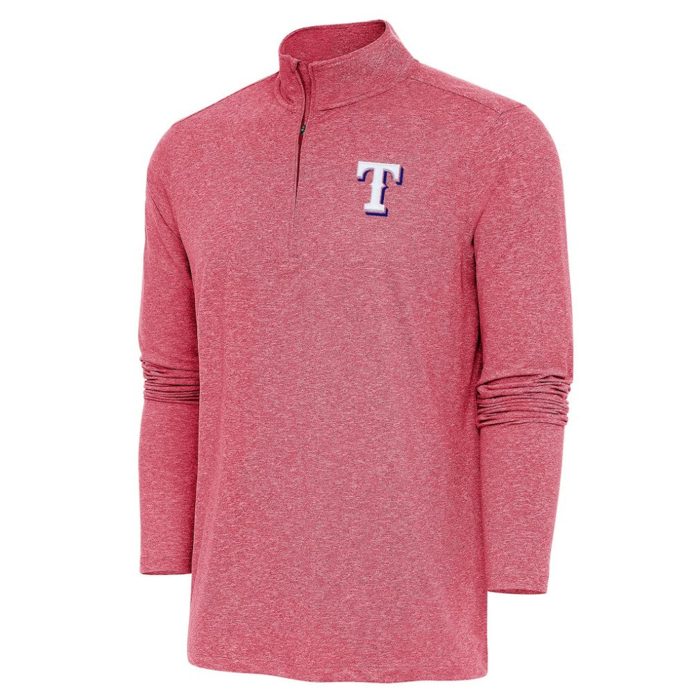 Texas Rangers Antigua Hunk Quarter-Zip Pullover Top - Heather Red - MLB on Sale