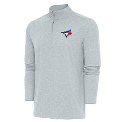 Toronto Blue Jays Antigua Hunk Quarter-Zip Pullover Top - Heather Gray - MLB on Sale