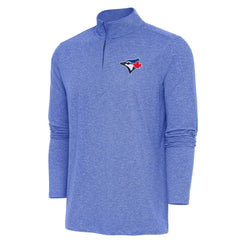 Toronto Blue Jays Antigua Hunk Quarter-Zip Pullover Top - Heather Royal - MLB Discount