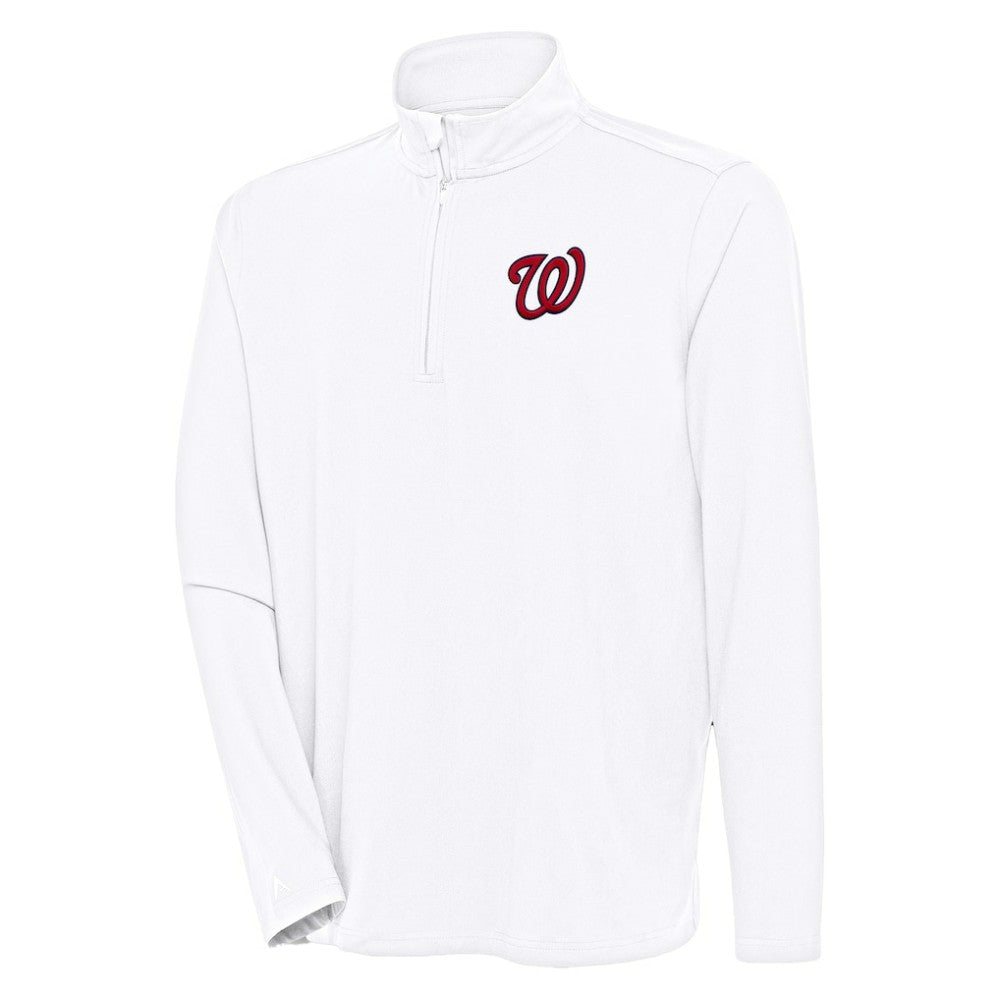 Washington Nationals Antigua Hunk Quarter-Zip Pullover Top - White - MLB Lifestyle