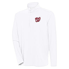 Washington Nationals Antigua Hunk Quarter-Zip Pullover Top - White - MLB Lifestyle