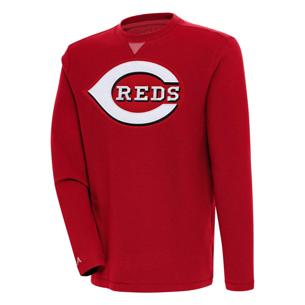 Cincinnati Reds Antigua Flier Bunker Pullover Sweatshirt - Red - MLB Discount