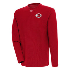 Cincinnati Reds Antigua Flier Bunker Pullover Sweatshirt - Red - MLB on Sale
