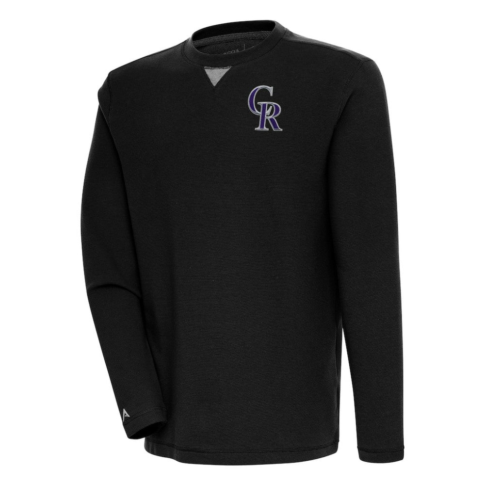 Colorado Rockies Antigua Flier Bunker Pullover Sweatshirt - Black - MLB on Sale
