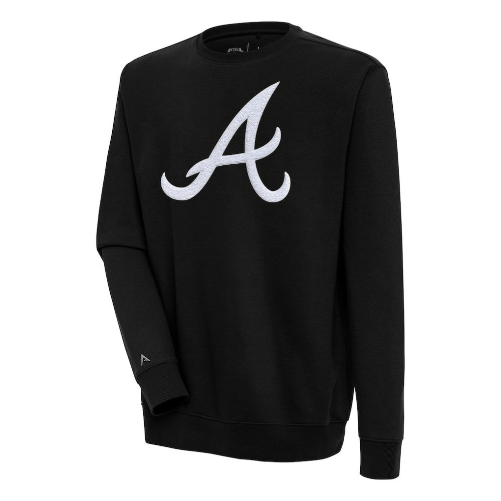 Atlanta Braves Antigua Victory Crewneck Chenille Pullover Sweatshirt - Black - MLB Online