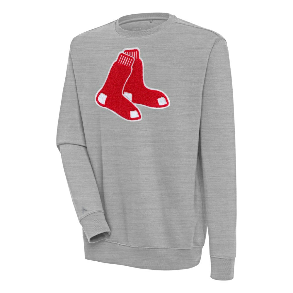 Boston Red Sox Antigua Victory Crewneck Chenille Pullover Sweatshirt - Heather Gray - MLB on Sale