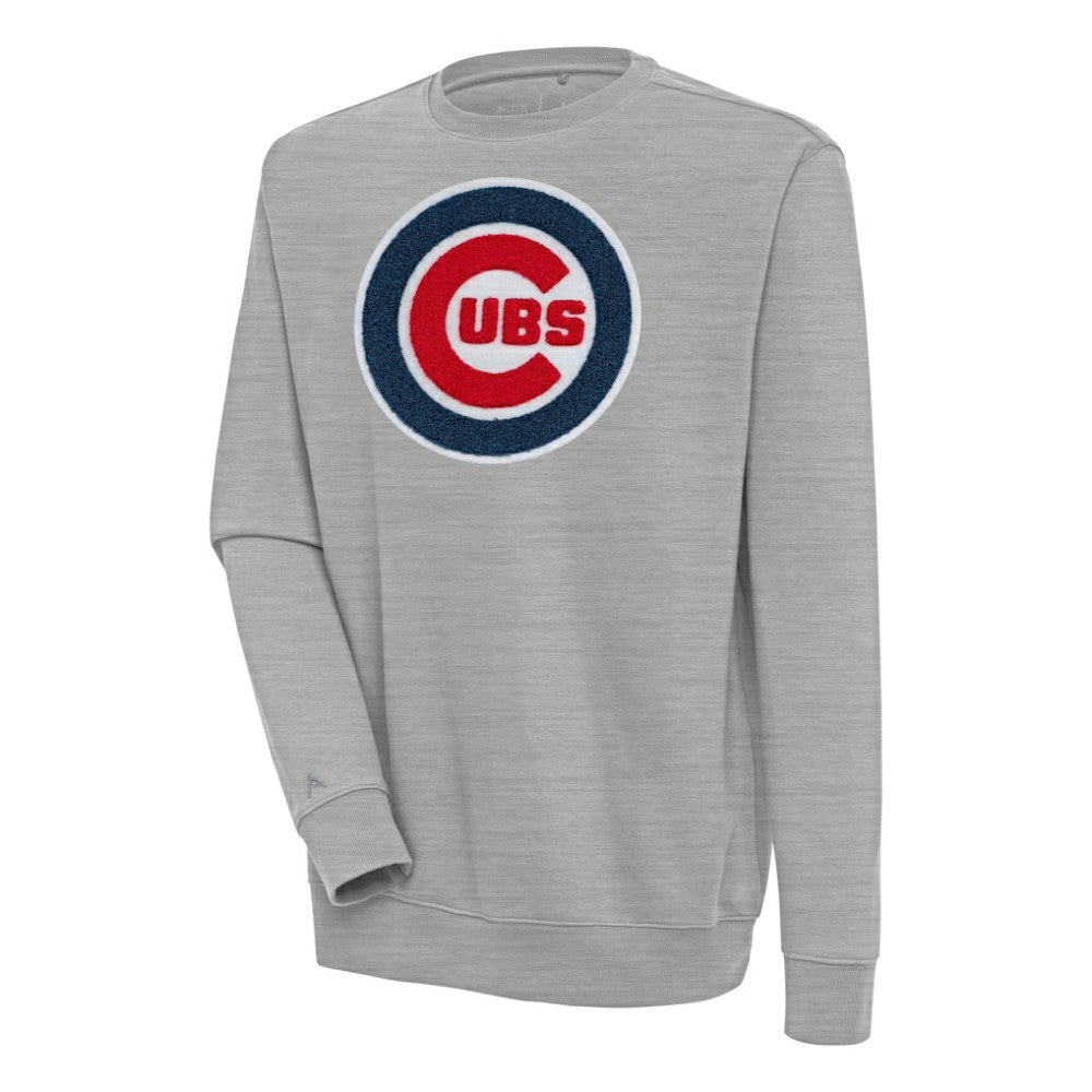 Chicago Cubs Antigua Victory Crewneck Chenille Pullover Sweatshirt - Heather Gray - MLB on Sale