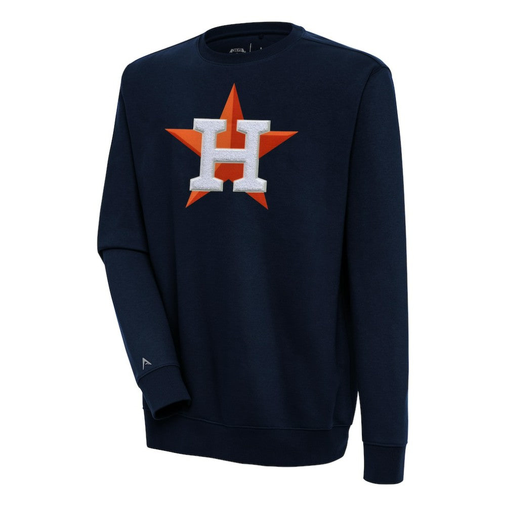 Houston Astros Antigua Victory Crewneck Chenille Pullover Sweatshirt - Navy - MLB Sale