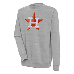 Houston Astros Antigua Victory Crewneck Chenille Pullover Sweatshirt - Heather Gray - MLB Sale