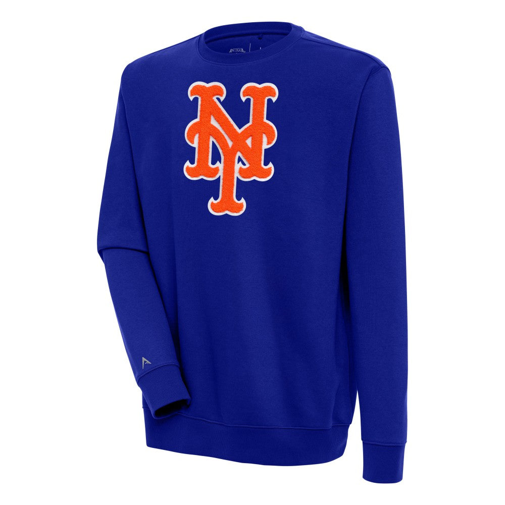 New York Mets Antigua Victory Crewneck Chenille Pullover Sweatshirt - Royal - MLB on Sale