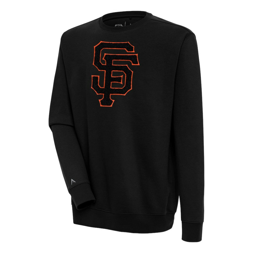 San Francisco Giants Antigua Victory Crewneck Chenille Pullover Sweatshirt - Black - MLB on Sale