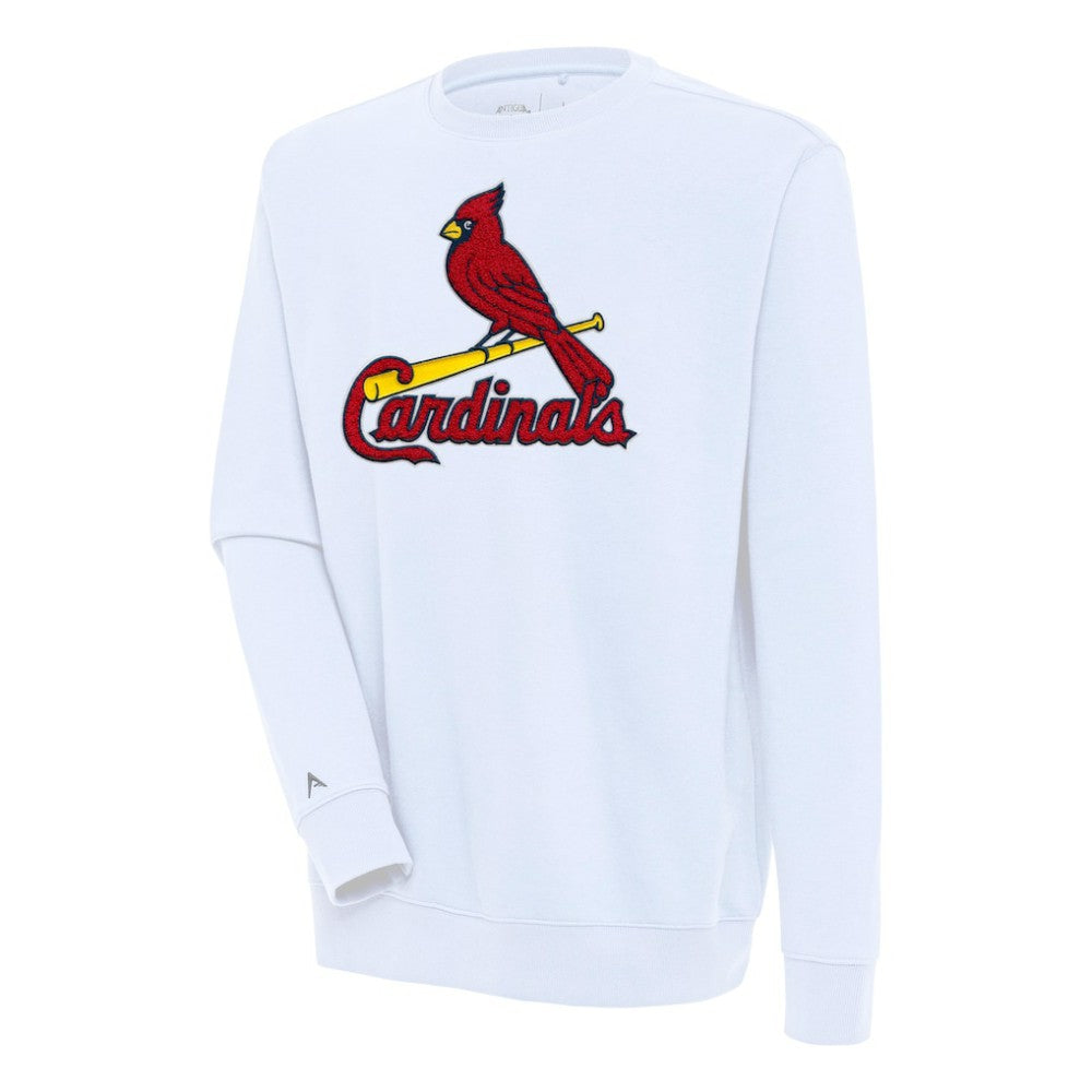 St. Louis Cardinals Antigua Victory Crewneck Chenille Pullover Sweatshirt - White - MLB Discount