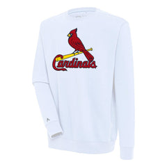 St. Louis Cardinals Antigua Victory Crewneck Chenille Pullover Sweatshirt - White - MLB Discount