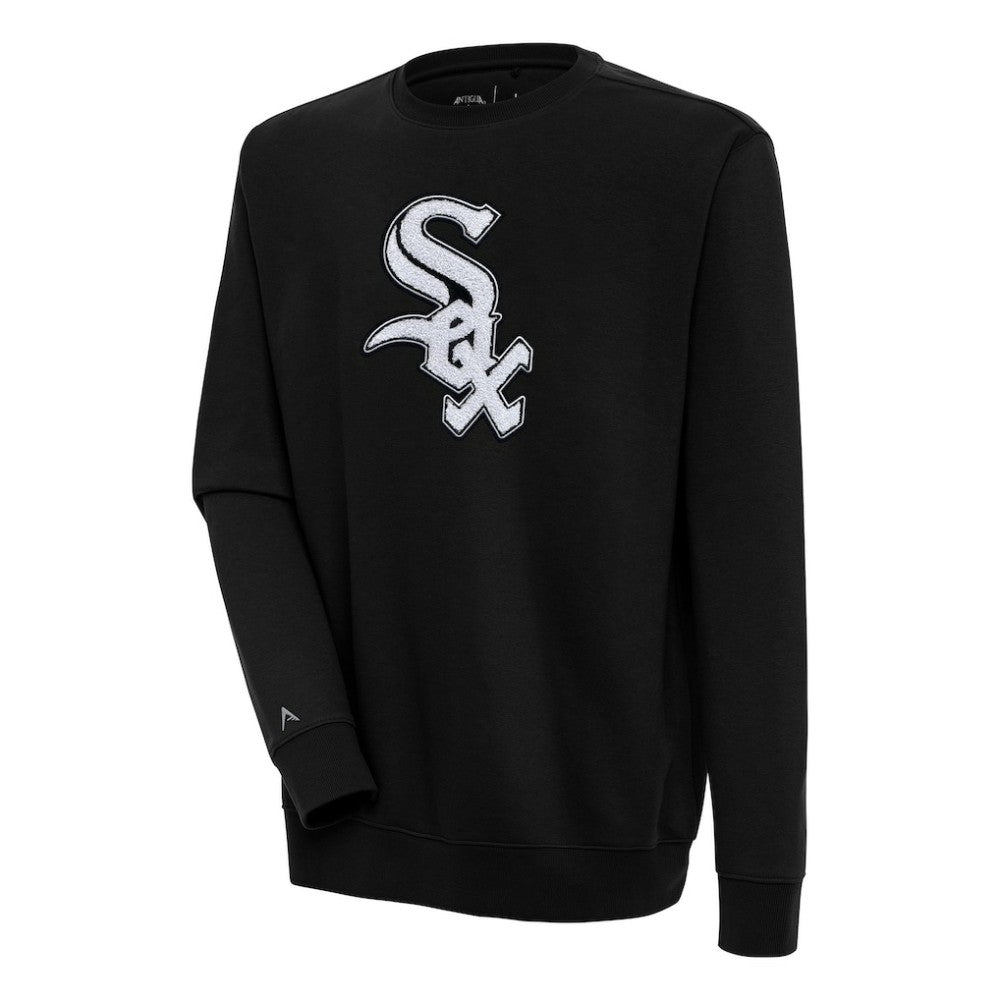 Chicago White Sox Antigua Victory Crewneck Chenille Pullover Sweatshirt - Black - MLB Sale